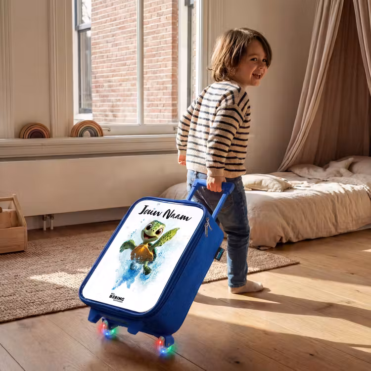 Kinderkoffer blauw met naam - Schildpad - Water - Groen — 3