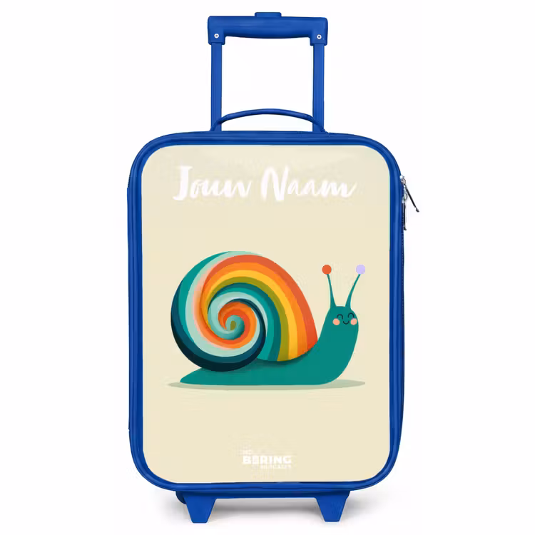Kinderkoffer blauw met naam - Slak - Regenboog - Kleurrijk — 1