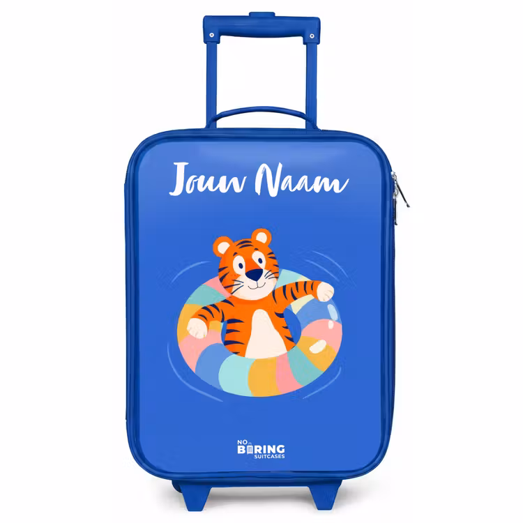 Kinderkoffer blauw met naam - Tijger - Zwemband - Water — 1