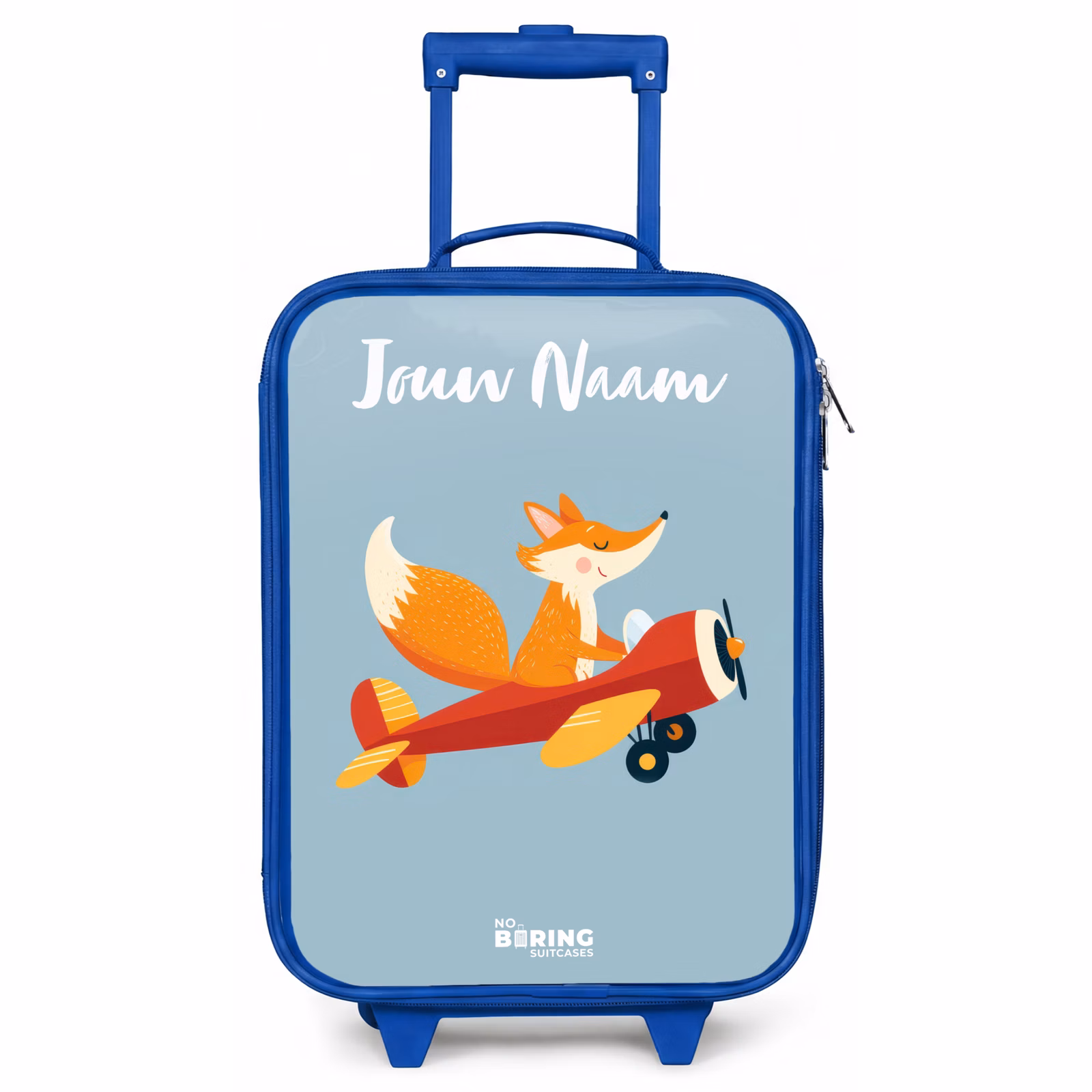 Kinderkoffer blauw met naam - Vos - Vliegtuig - Vliegen — 1