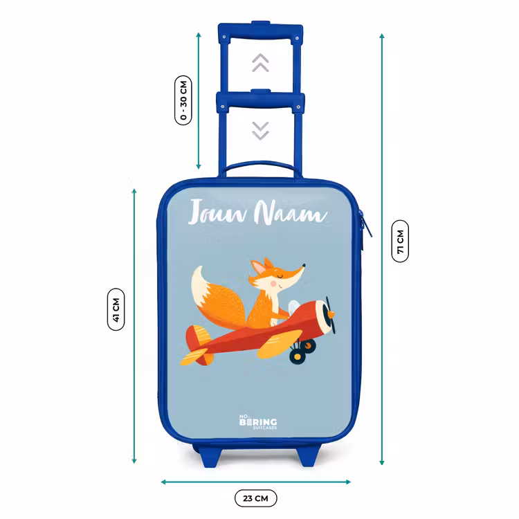 Kinderkoffer blauw met naam - Vos - Vliegtuig - Vliegen — 6