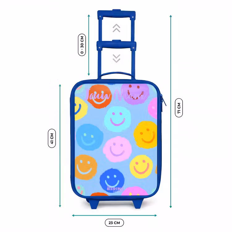 Kinderkoffer blauw met naam - Vrolijk patroon van smileys — 6