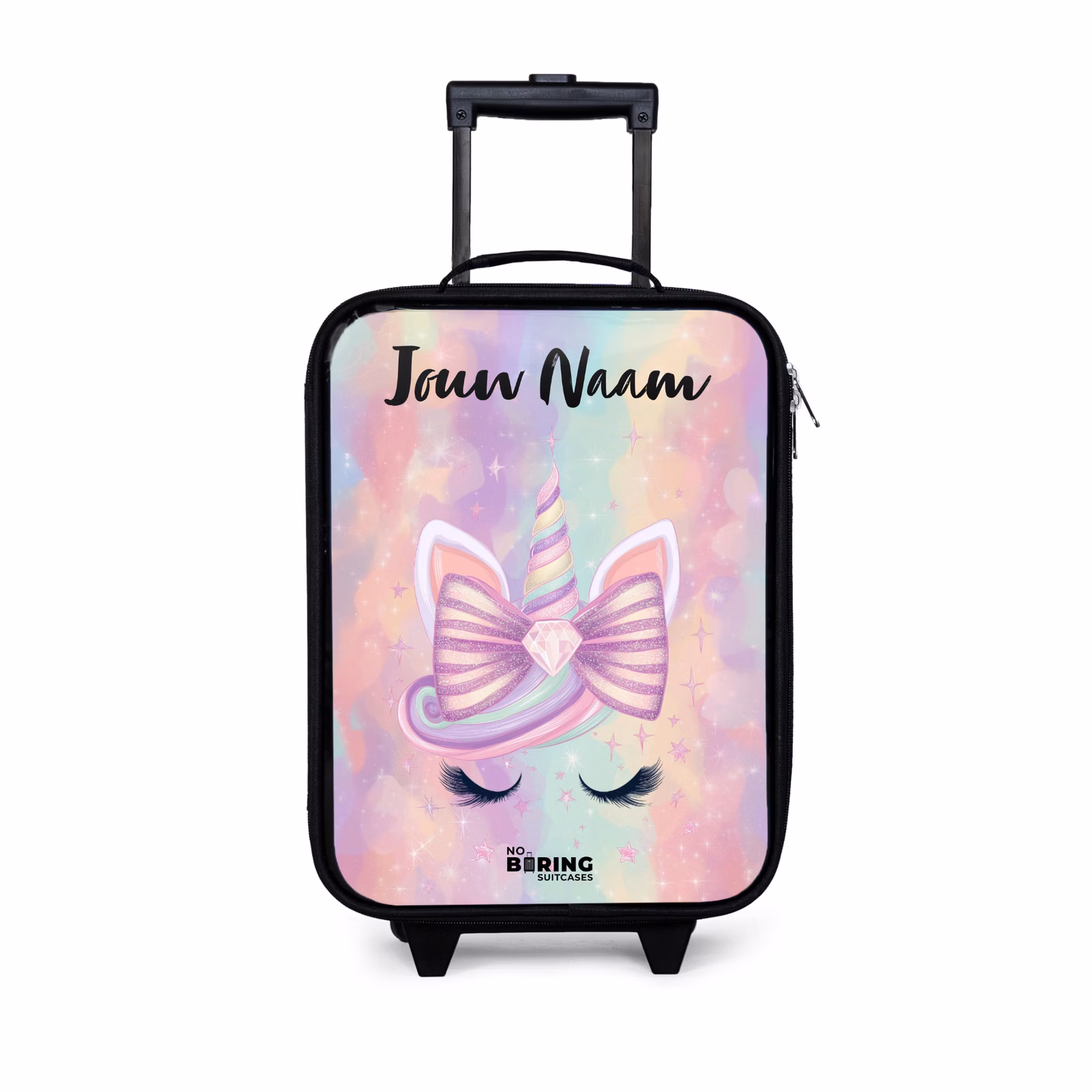 Kinderkoffer met naam - Eenhoorn - Glitters - Regenboog - Pastel — 1