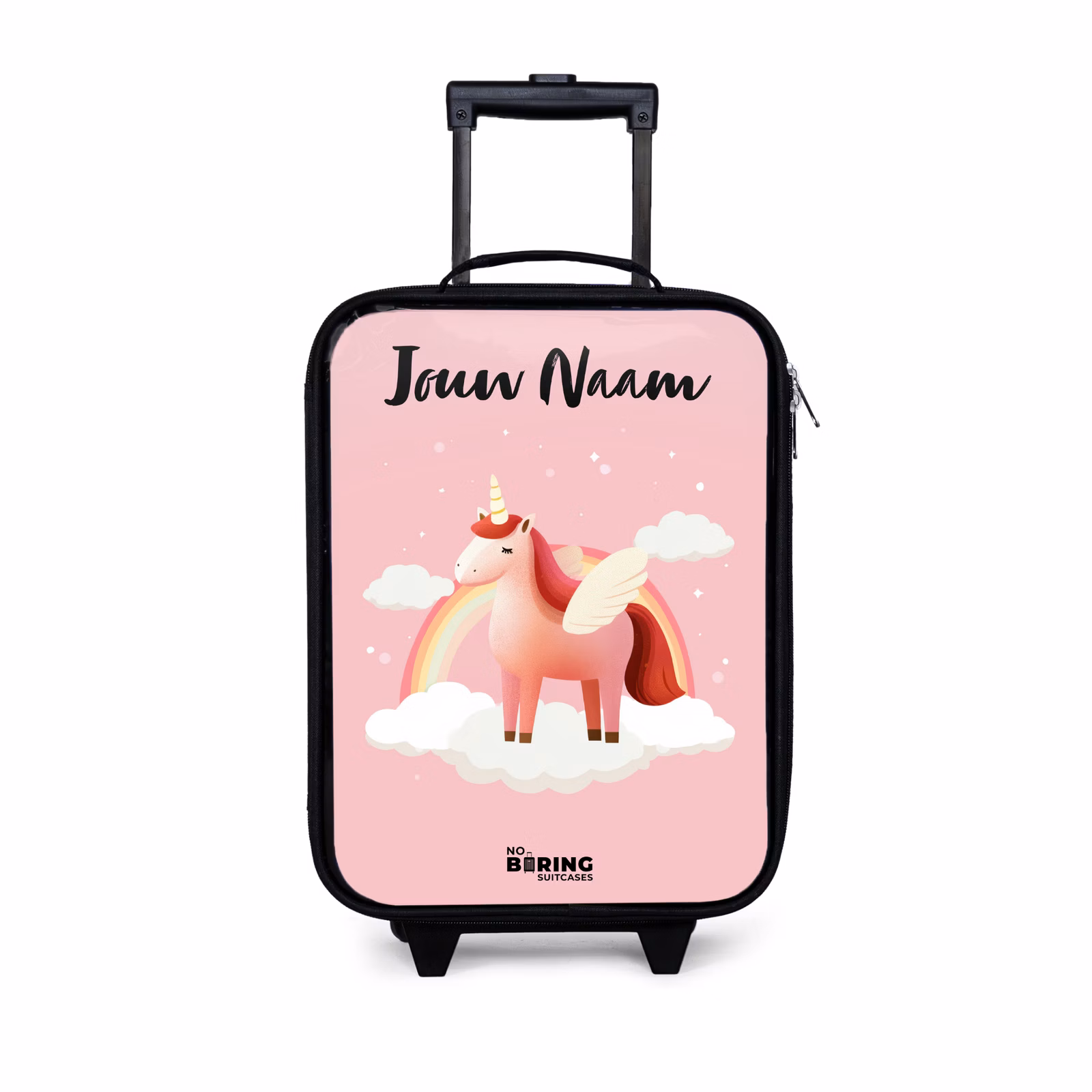 Kinderkoffer met naam - Eenhoorn - Vleugels - Roze - Regenboog — 1