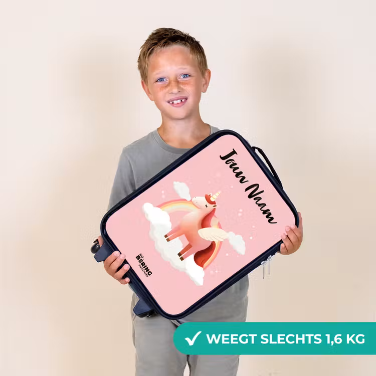 Kinderkoffer met naam - Eenhoorn - Vleugels - Roze - Regenboog — 3