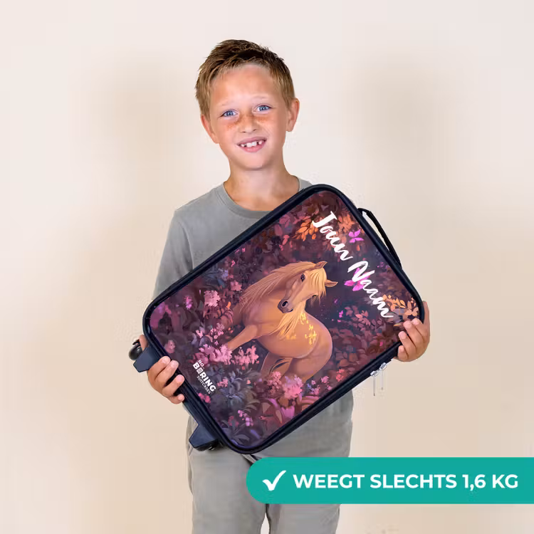 Kinderkoffer met naam - Paard - Bloemen - Paars - Vlinder — 3