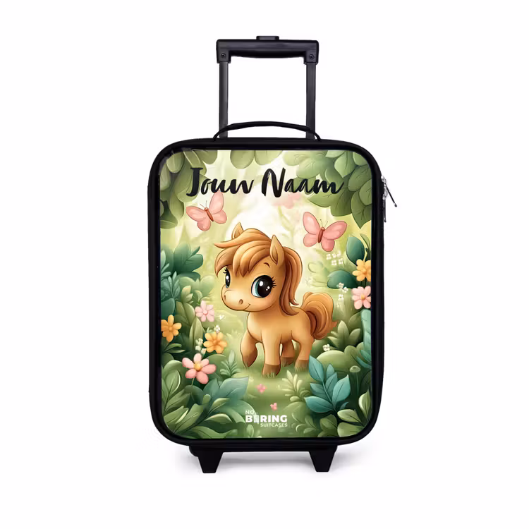 Kinderkoffer met naam - Paard - Bloemen - Vlinders — 1
