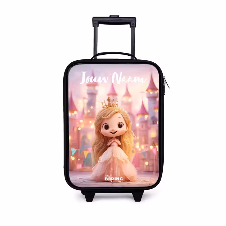 Kinderkoffer met naam - Prinses - Roze - Kasteel — 1
