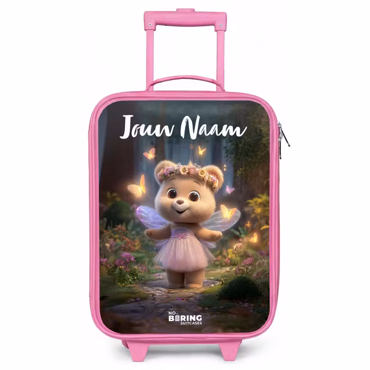 Kinderkoffer roze met naam - Beer - Vlinders - Bos - Fairy — 1