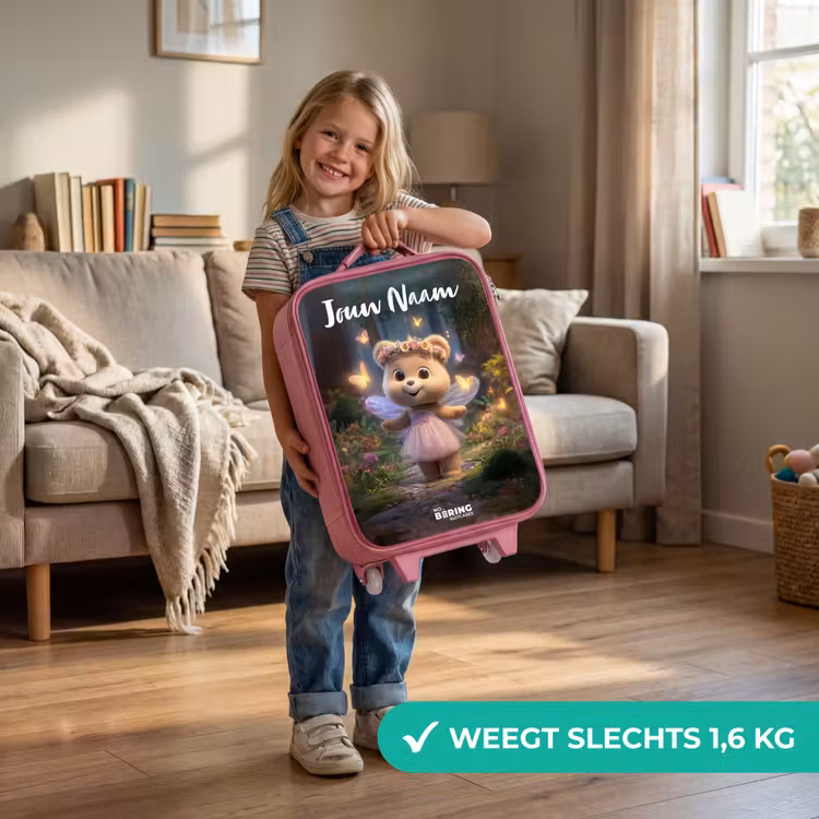 Kinderkoffer roze met naam - Beer - Vlinders - Bos - Fairy — 2