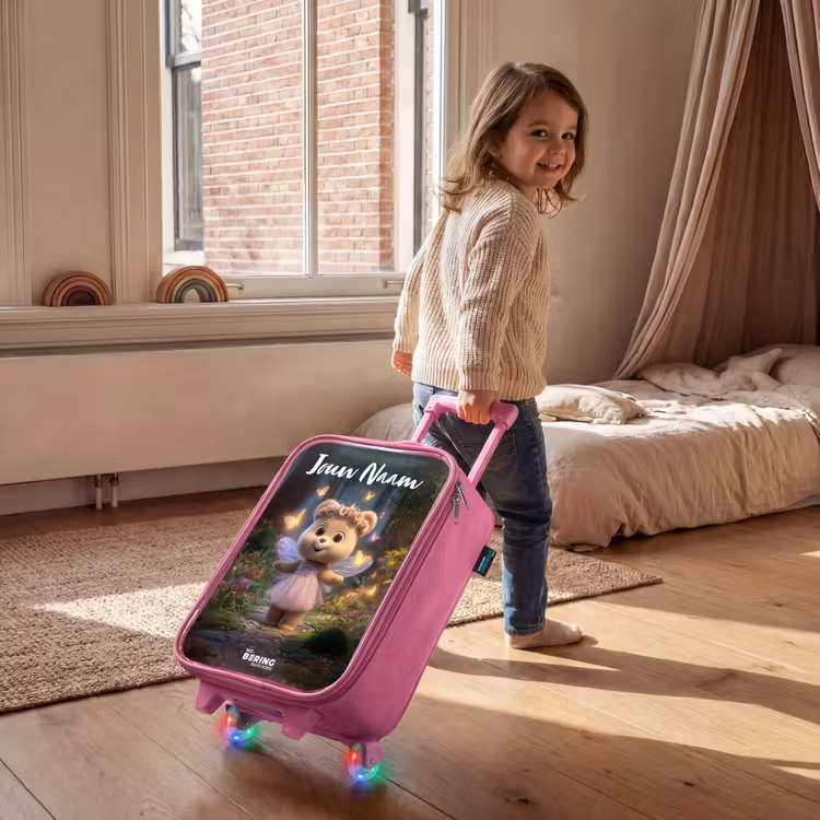 Kinderkoffer roze met naam - Beer - Vlinders - Bos - Fairy — 3