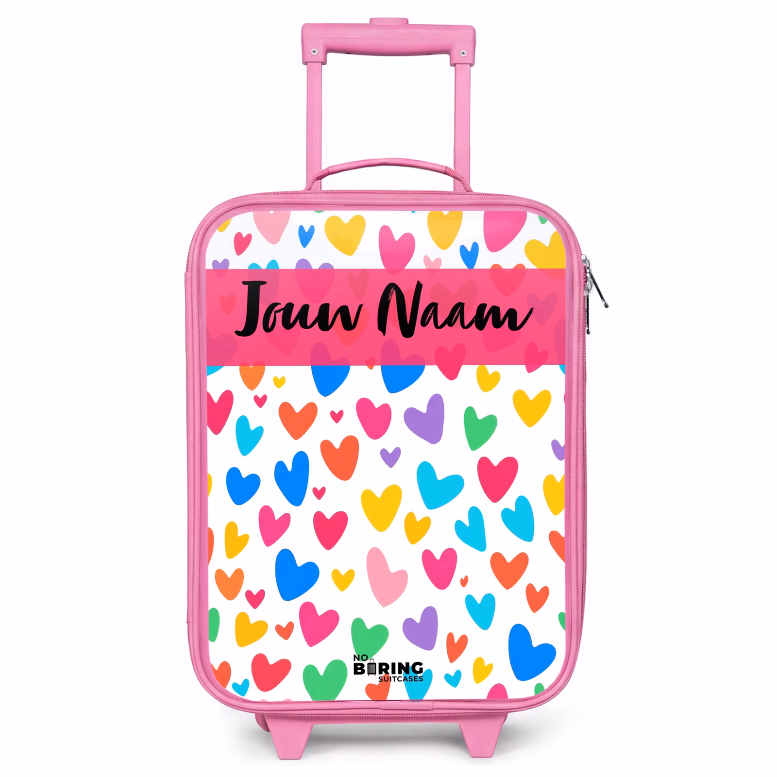 Kinderkoffer roze met naam - Hartjes - Kleurrijk - Patroon — 1