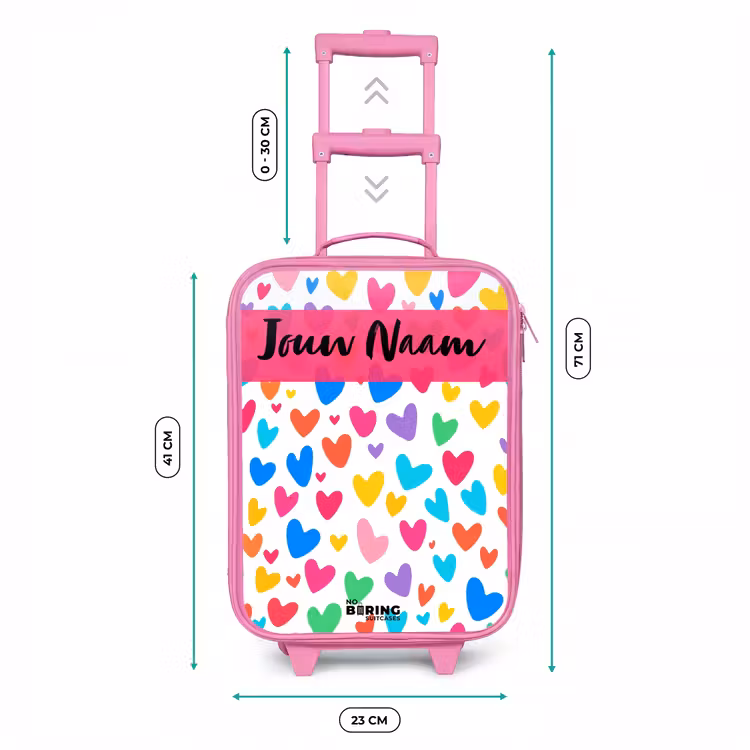 Kinderkoffer roze met naam - Hartjes - Kleurrijk - Patroon — 5