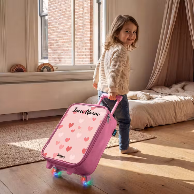 Kinderkoffer roze met naam - Hartjes - Patroon - Roze — 3