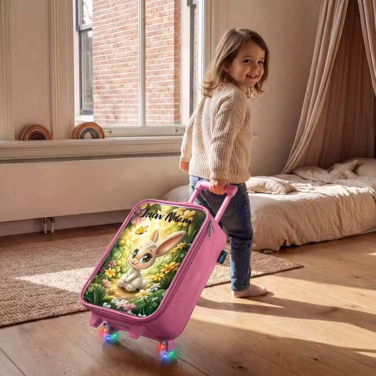 Kinderkoffer roze met naam - Konijn - Zonlicht - Sprookjesachtig - Vlinder — 3