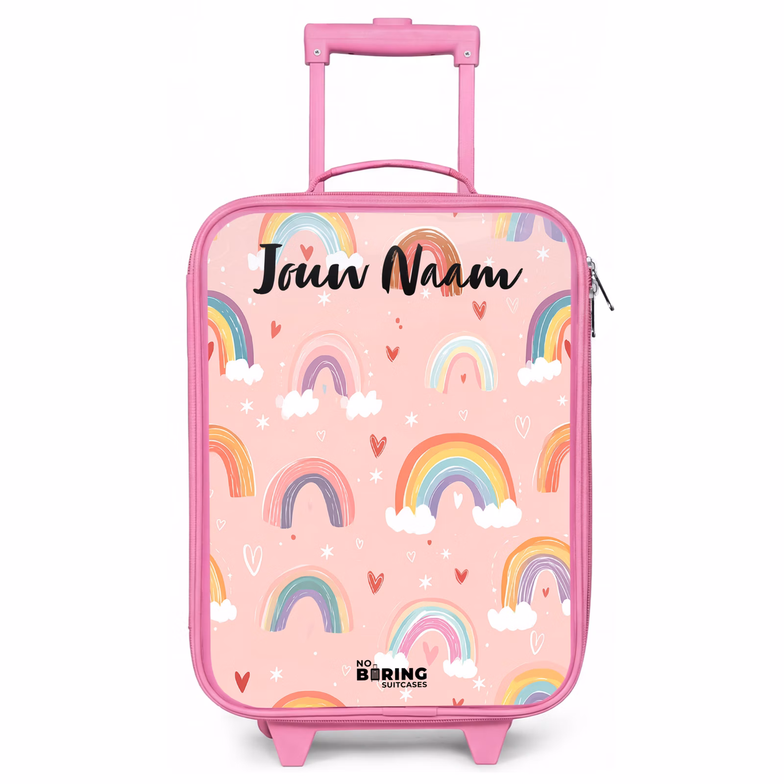 Kinderkoffer roze met naam - Regenboog - Patroon - Pastel — 1