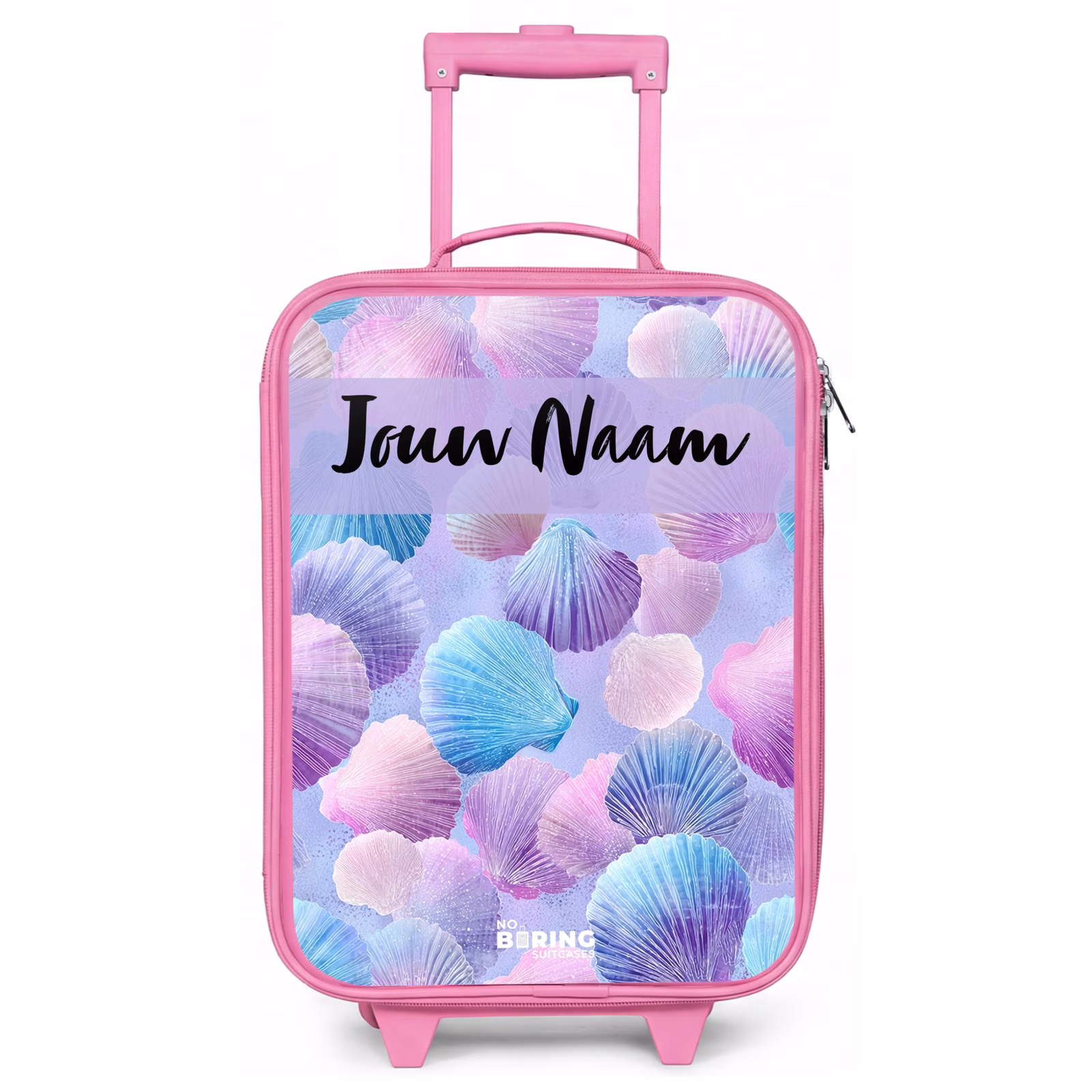 Kinderkoffer roze met naam - Schelpen - Paars - Blauw - Patroon — 1