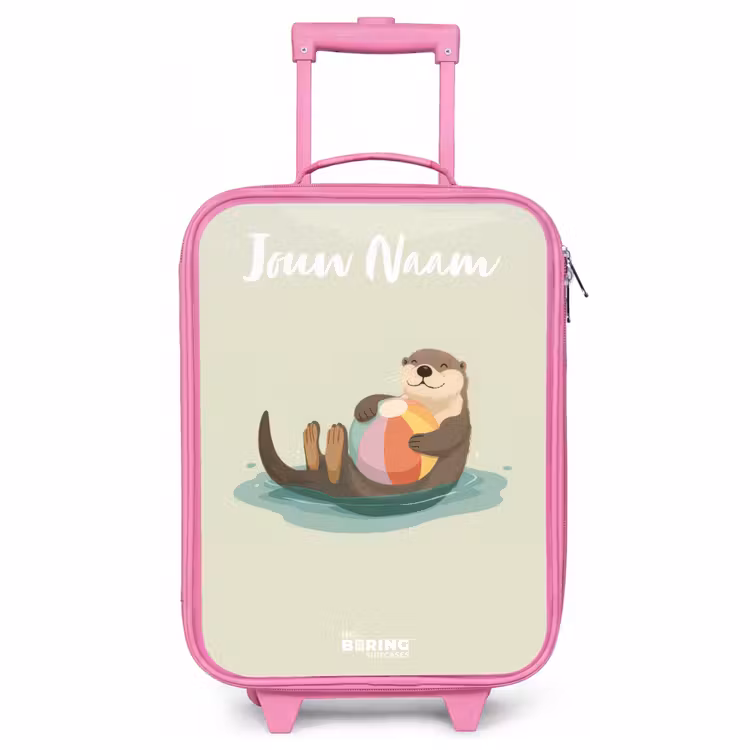 Kinderkoffer roze met naam - Otter - Strandbal - Water — 1