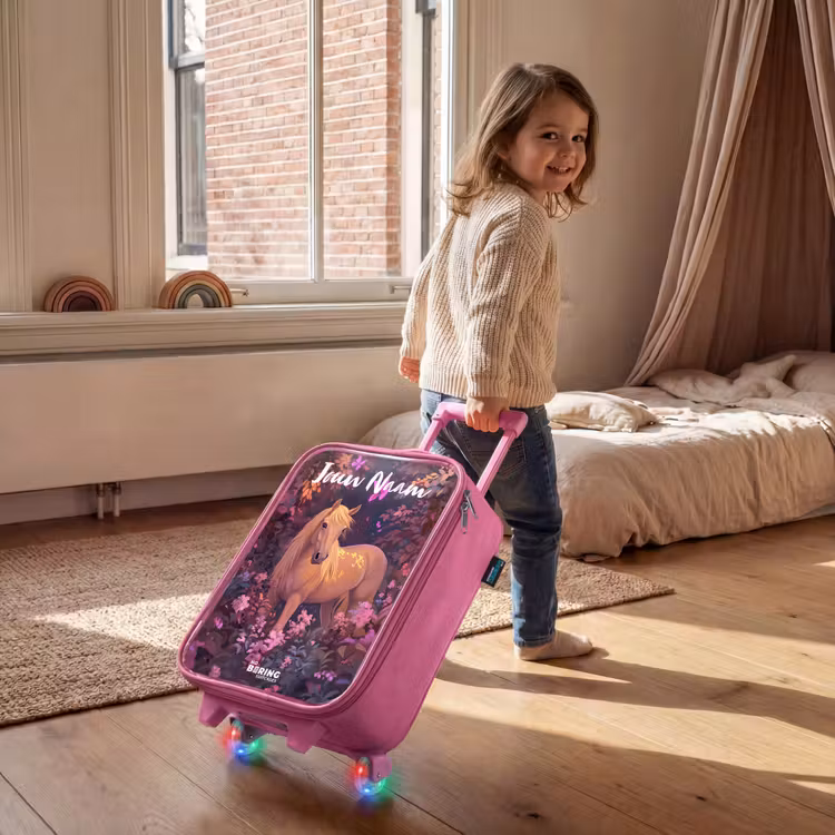 Kinderkoffer roze met naam - Paard - Bloemen - Paars - Vlinder — 3