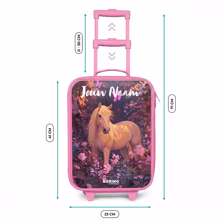 Kinderkoffer roze met naam - Paard - Bloemen - Paars - Vlinder — 5