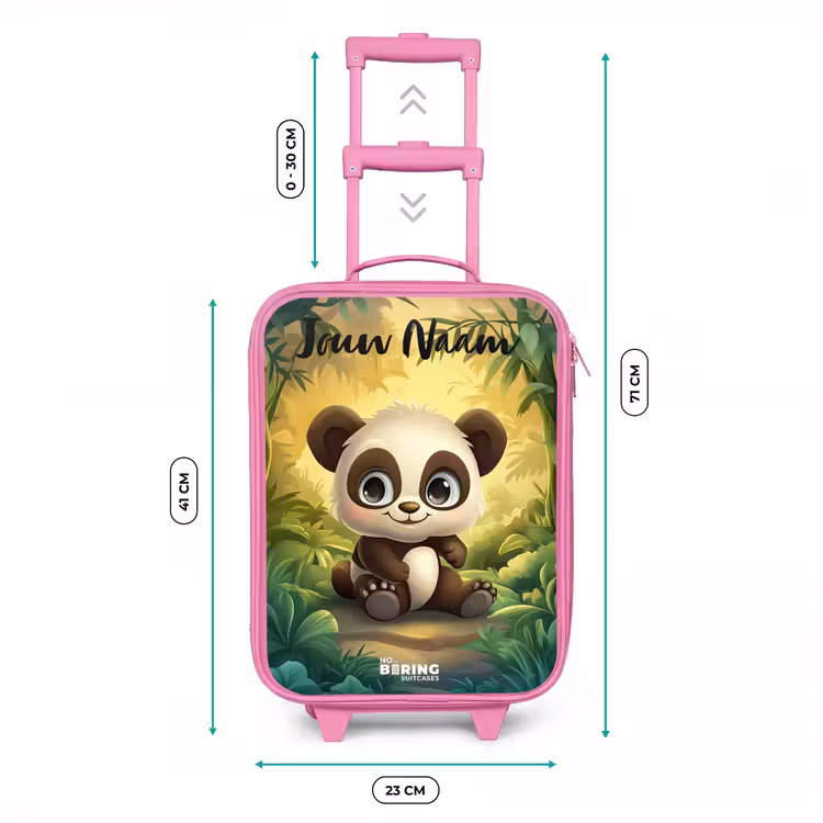 Kinderkoffer roze met naam - Panda - Bamboebos - Groen — 5