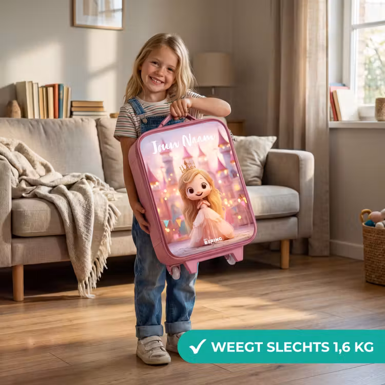 Kinderkoffer roze met naam - Prinses - Roze - Kasteel — 2