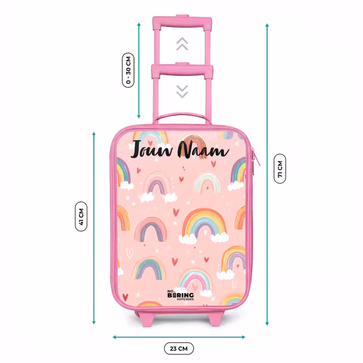 Kinderkoffer roze met naam - Regenboog - Patroon - Pastel — 5