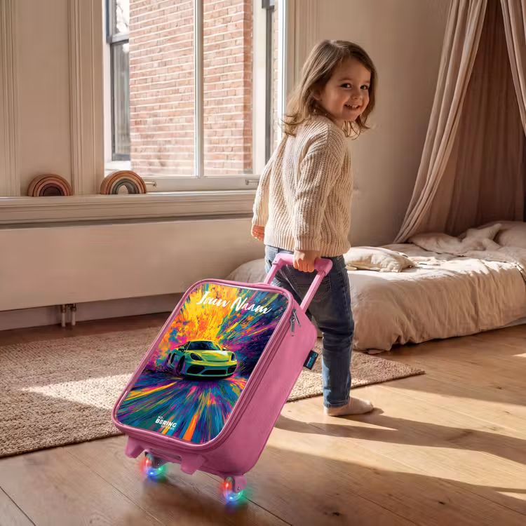 Kinderkoffer roze met naam - Sportauto - Groen - Verfstrepen - Kleuren — 3