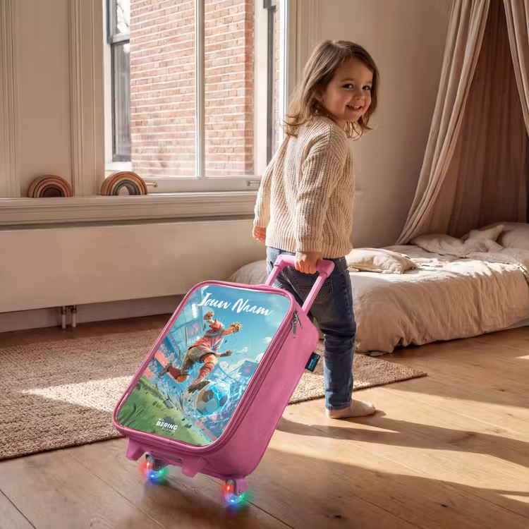 Kinderkoffer roze met naam - Stadion - Voetballer - Bal - Elektrisch — 3