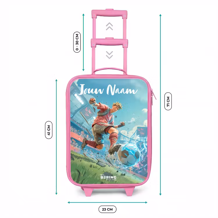 Kinderkoffer roze met naam - Stadion - Voetballer - Bal - Elektrisch — 5