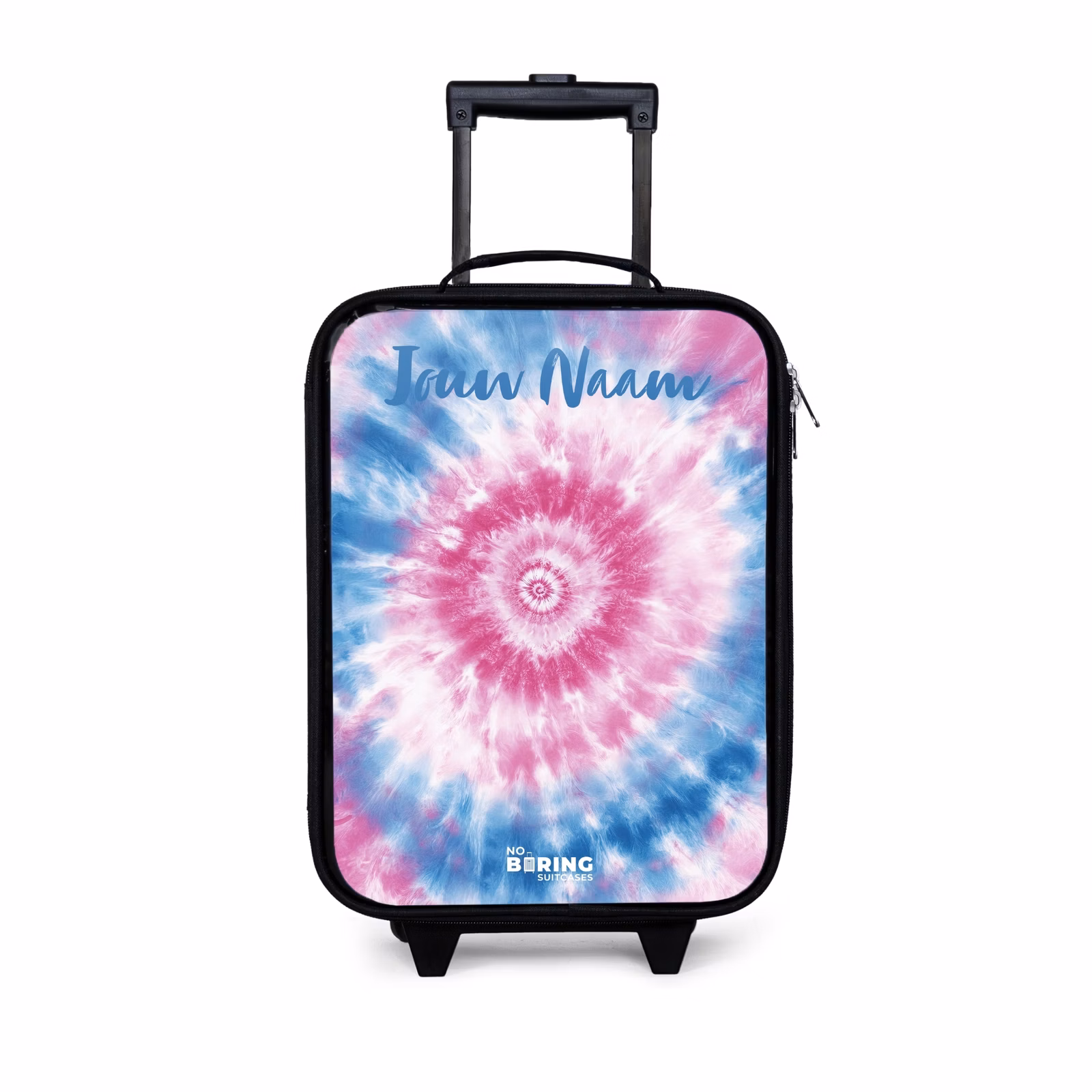 Kinderkoffer met naam - Tie dye - Abstract - Blauw - Roze — 1
