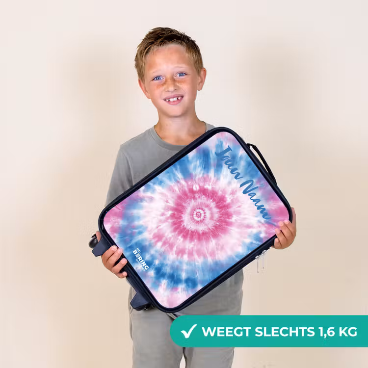 Kinderkoffer met naam - Tie dye - Abstract - Blauw - Roze — 3