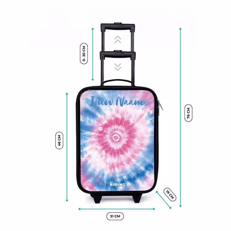 Kinderkoffer met naam - Tie dye - Abstract - Blauw - Roze — 7