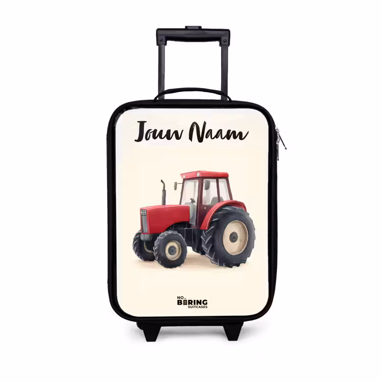 Kinderkoffer met naam - Tractor - Getekend - Rood — 1