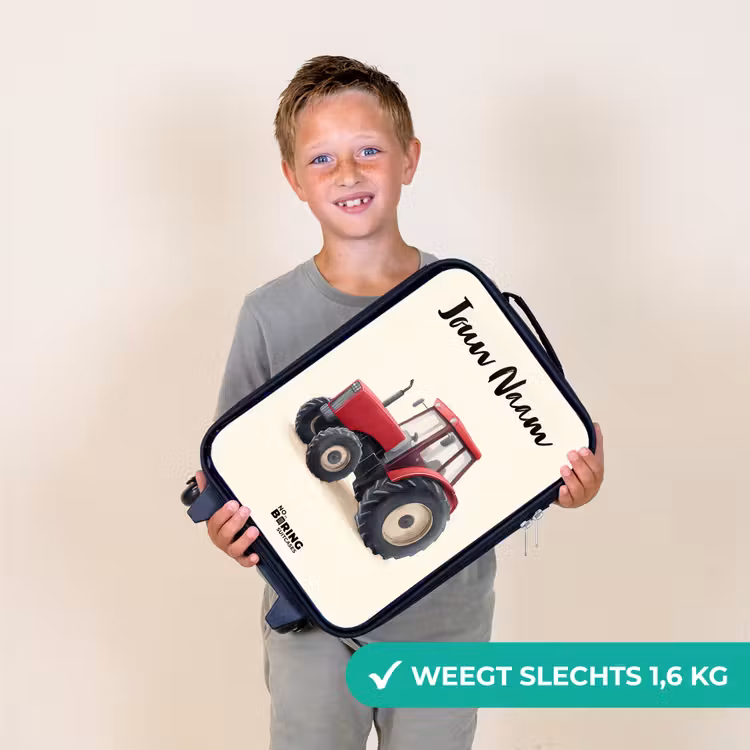 Kinderkoffer met naam - Tractor - Getekend - Rood — 3