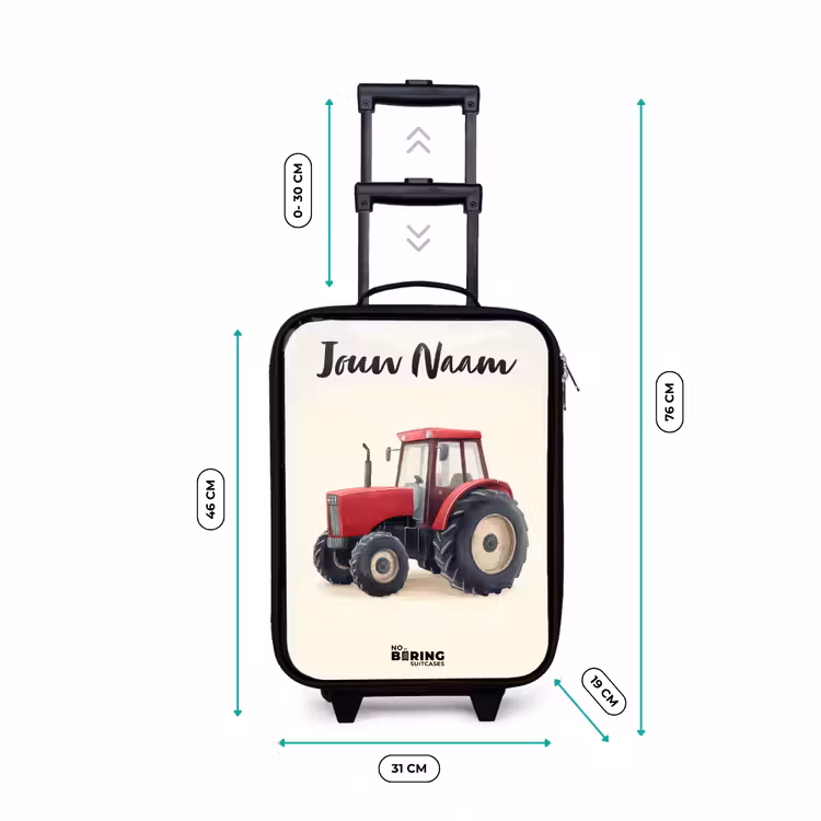 Kinderkoffer met naam - Tractor - Getekend - Rood — 7