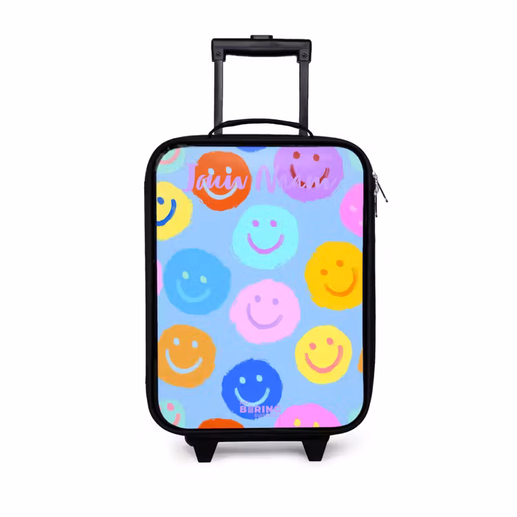 Kinderkoffer met naam - Vrolijk patroon van smileys — 1