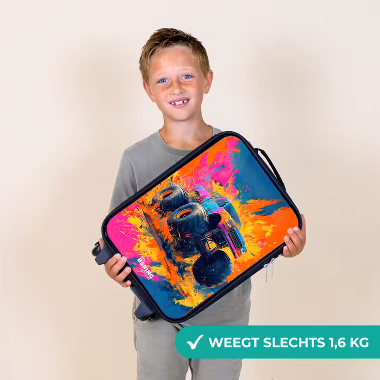 Kinderkoffer - Zwart - Monstertruck - Verfspatten - Kleurrijk - Explosie — 3