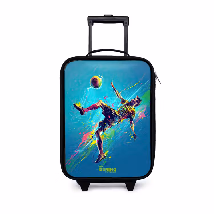 Kinderkoffer - Zwart - Neon - Voetbal - Schop - Kleurrijk — 1