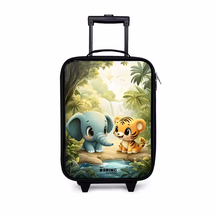 Kinderkoffer - Zwart - Olifant - Tijger - Bos - Jungle — 1