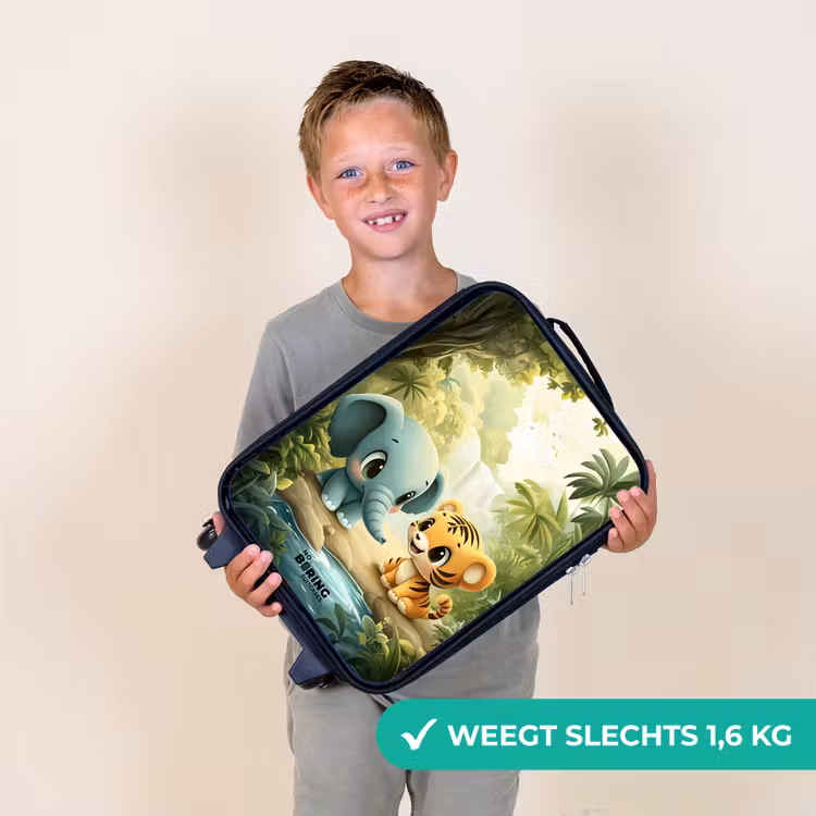 Kinderkoffer - Zwart - Olifant - Tijger - Bos - Jungle — 3