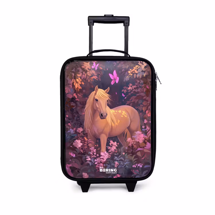 Kinderkoffer - Zwart - Paard - Bloemen - Paars - Vlinder — 1