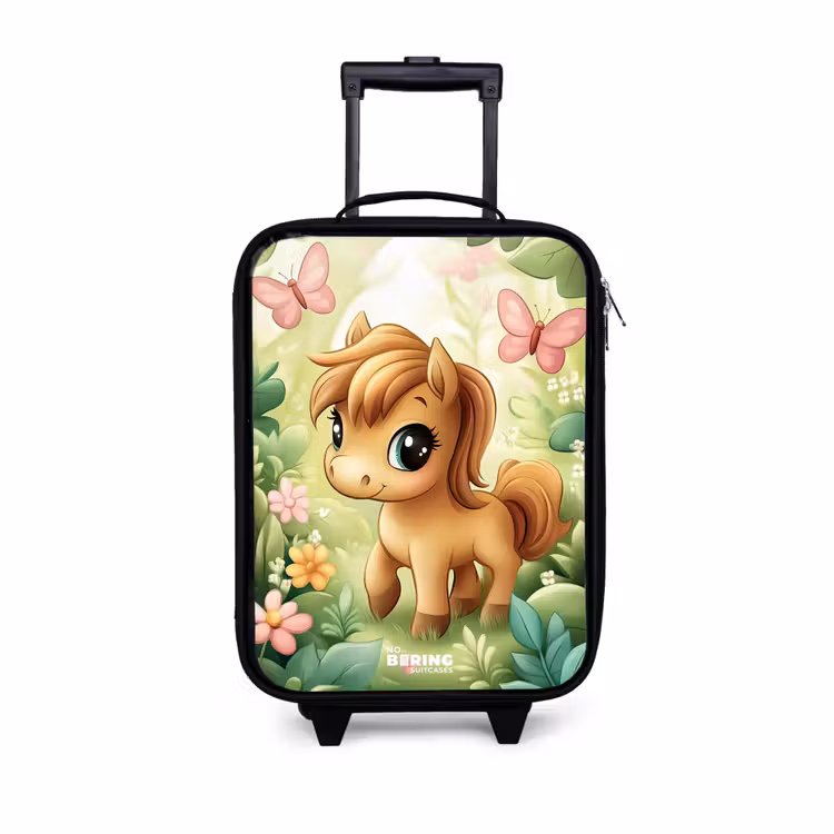Kinderkoffer - Zwart - Paard - Bloemen - Vlinders — 1