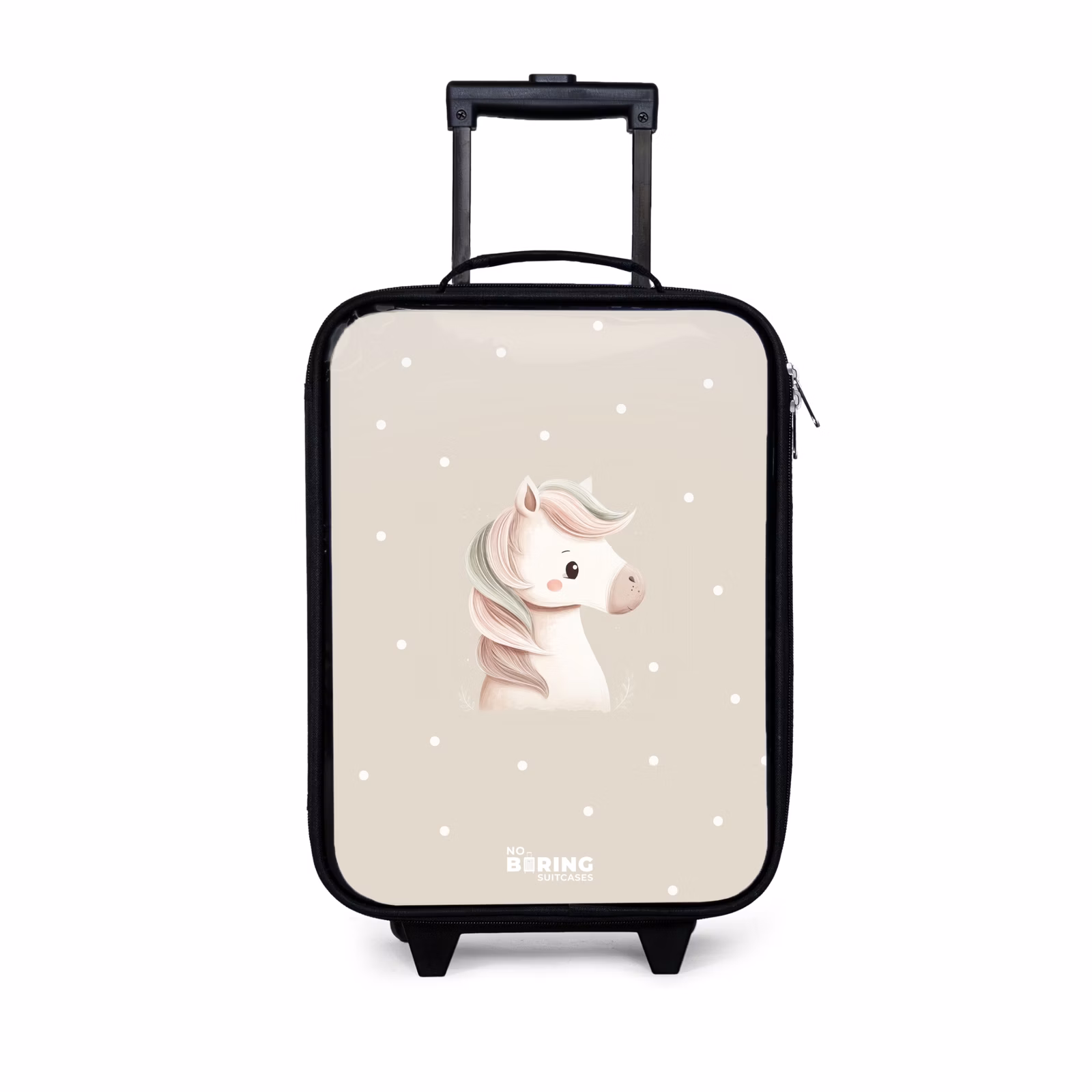 Kinderkoffer - Pony omringd door stippen in beige kleuren — 1