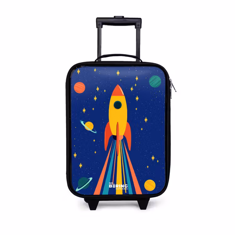 Kinderkoffer - Zwart - Raket - Sterren - Planeet - Ruimte — 1
