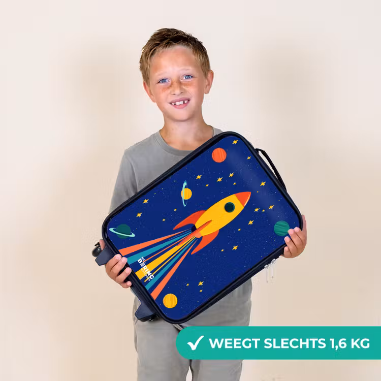 Kinderkoffer - Zwart - Raket - Sterren - Planeet - Ruimte — 3