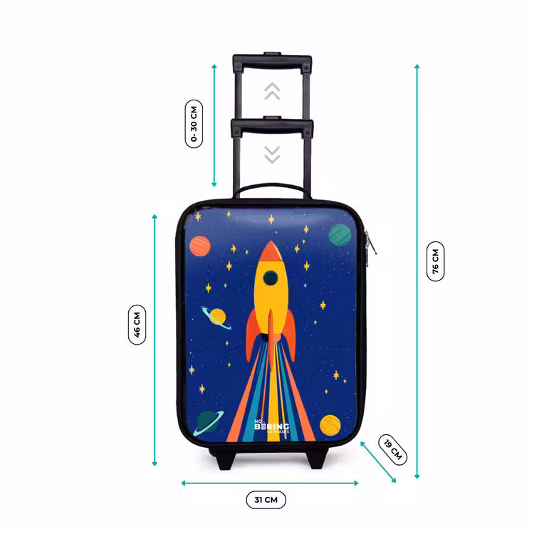 Kinderkoffer - Zwart - Raket - Sterren - Planeet - Ruimte — 7