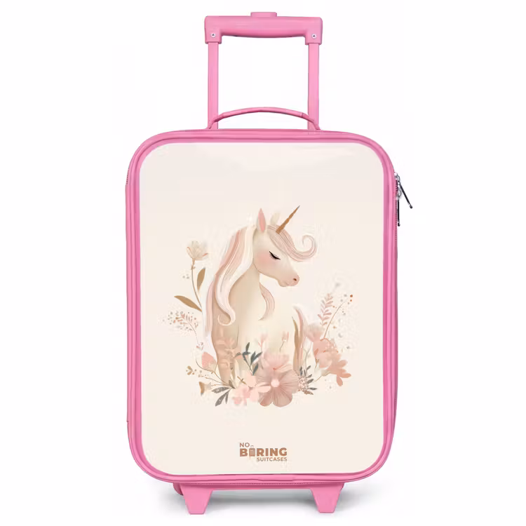 Kinderkoffer roze - Eenhoorn tussen bloemen in roze pastel kleuren — 1