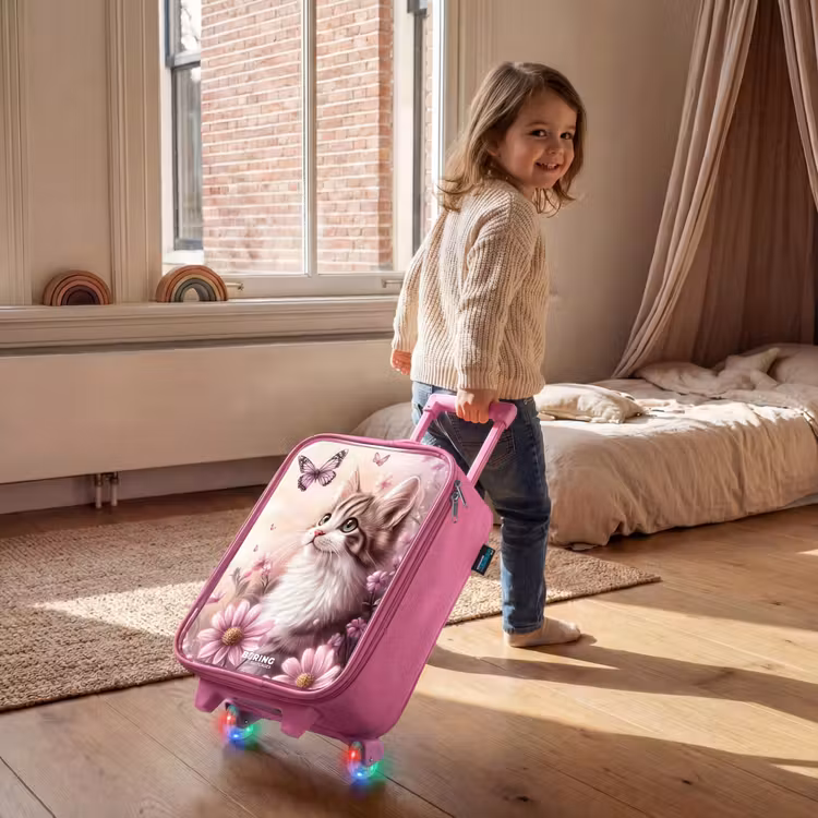 Kinderkoffer - Roze - Kat - Paars - Vlinders - Bloemen — 3