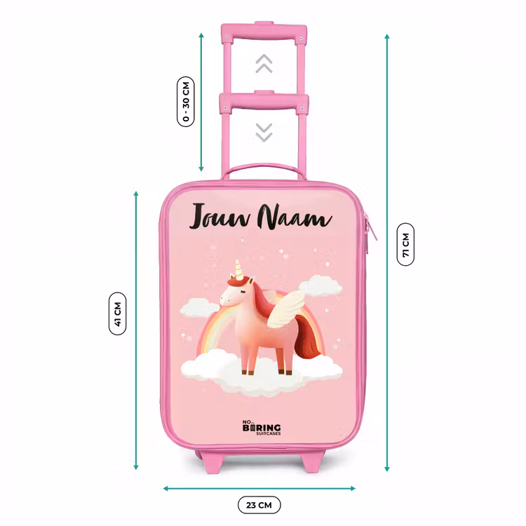 Kinderkoffer roze met naam - Eenhoorn - Vleugels - Roze - Regenboog — 5